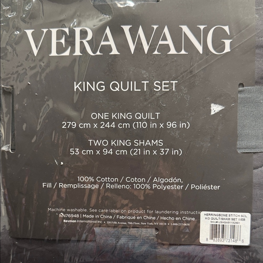 Vera Wang Slate Gray King Quilt Set - Picture 2 of 4